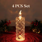 Set of 4 LED Crystal Candle Lights- Romantic Tabletop Night Lights