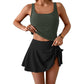 🔥Tank Top & Side Tie Skirt Swimwear Set – Polyester – Modest Coverage & Adjustable Side Tie for Beach & Pool 👙
